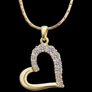 24k Gold plated yellow gold heart Pendant Necklace